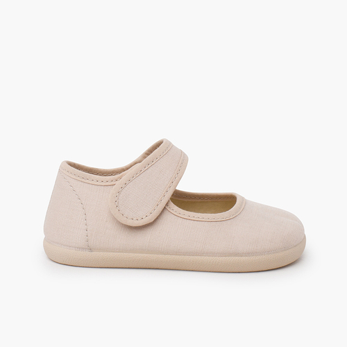 Barefoot-Mary-Janes aus feinem Leinen Sand