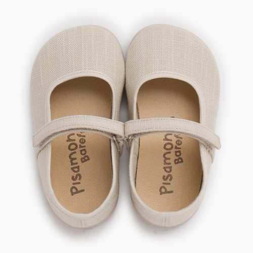 Barefoot-Mary-Janes leichtem Leinen Klettverschluss Roh
