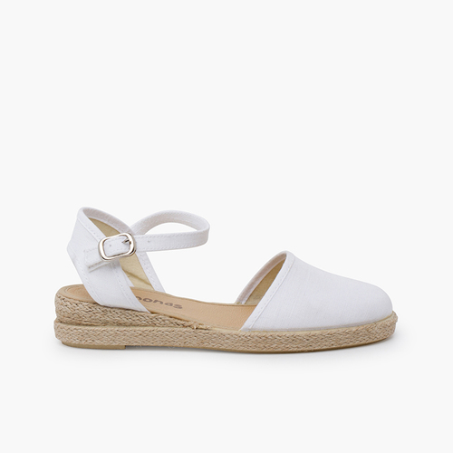 Keilabsatz-Espadrilles aus feinem Leinen Weiß