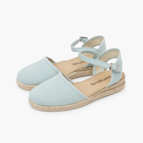 Keilabsatz-Espadrilles aus feinem Leinen Minzgrün