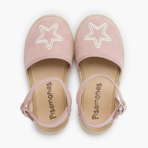 Flache Espadrilles gesticktem Stern Rosa