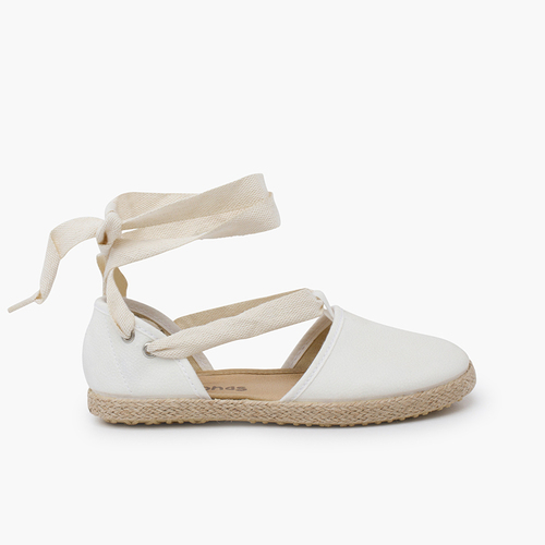 Espadrilles mit Bändern aus veganem Leder Weiß