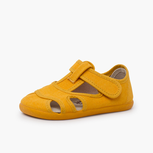 Barefoot-Sandalen aus gewaschener Canvas für Jungen Kurkuma