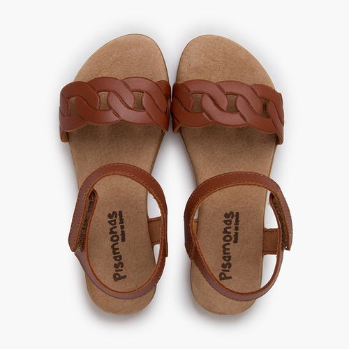 Ledersandalen mit Gliedern Klettverschluss Leder