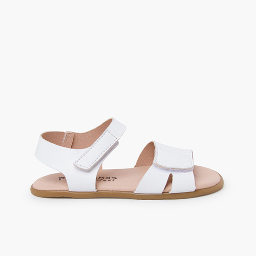 Barefoot-Ledersandalen verstellbarem Vorderblatt Weiß