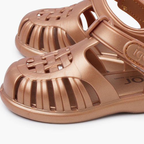 Tobby-Metallic-Strandsandalen Klettverschluss Bronze