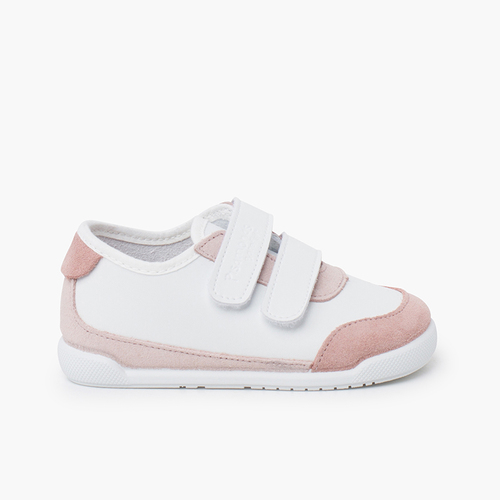 Kombinierte Barfuß-Sneaker Weiß und Rosa