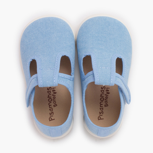 Barefoot-Riemchenschuhe rustikalem Canvas Klettverschluss  Blau