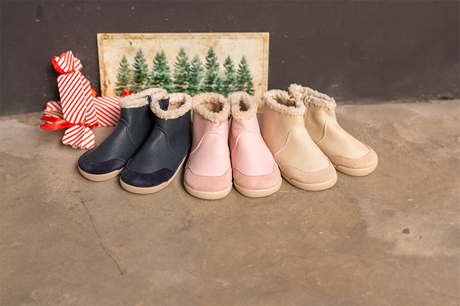 Barefoot-Stiefel Kunstleder Lammfellkragen