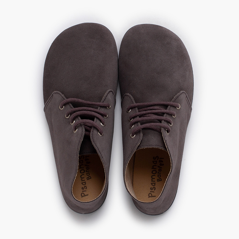 Barfuß-Wildlederstiefel Schnürung Grau