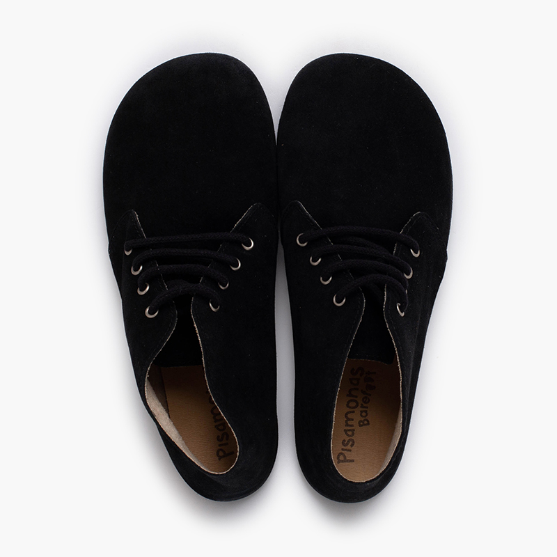 Barfuß-Wildlederstiefel Schnürung Schwarz