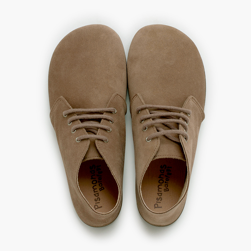 Barfuß-Wildlederstiefel Schnürung Mausgrau