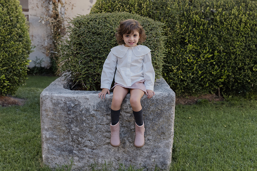 Barfußstiefel Leder mit schafsfellähnlichem Futter