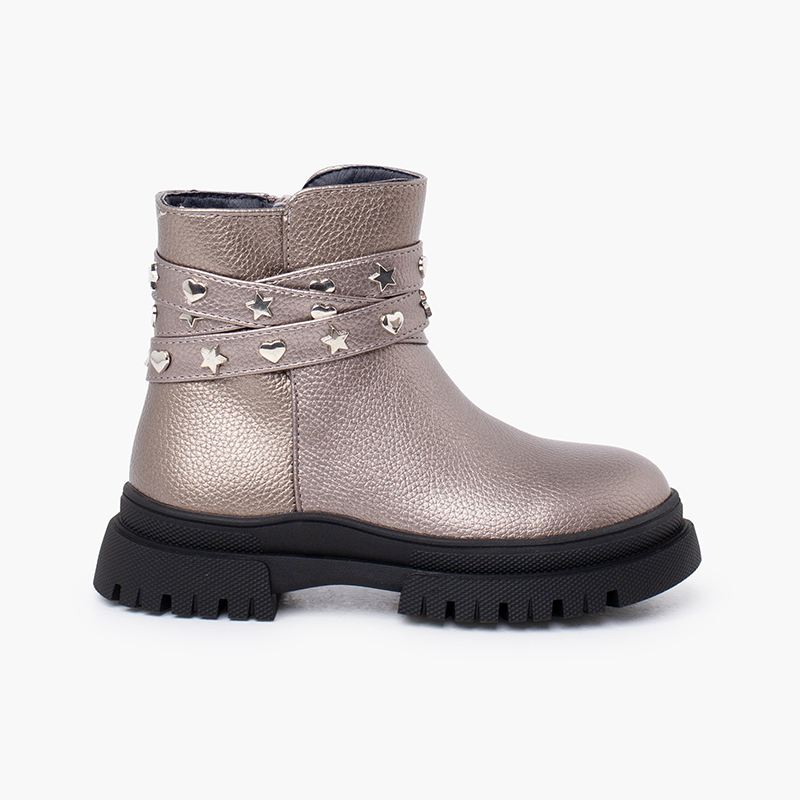 Mädchenstiefel Riemen mit Nieten Blei