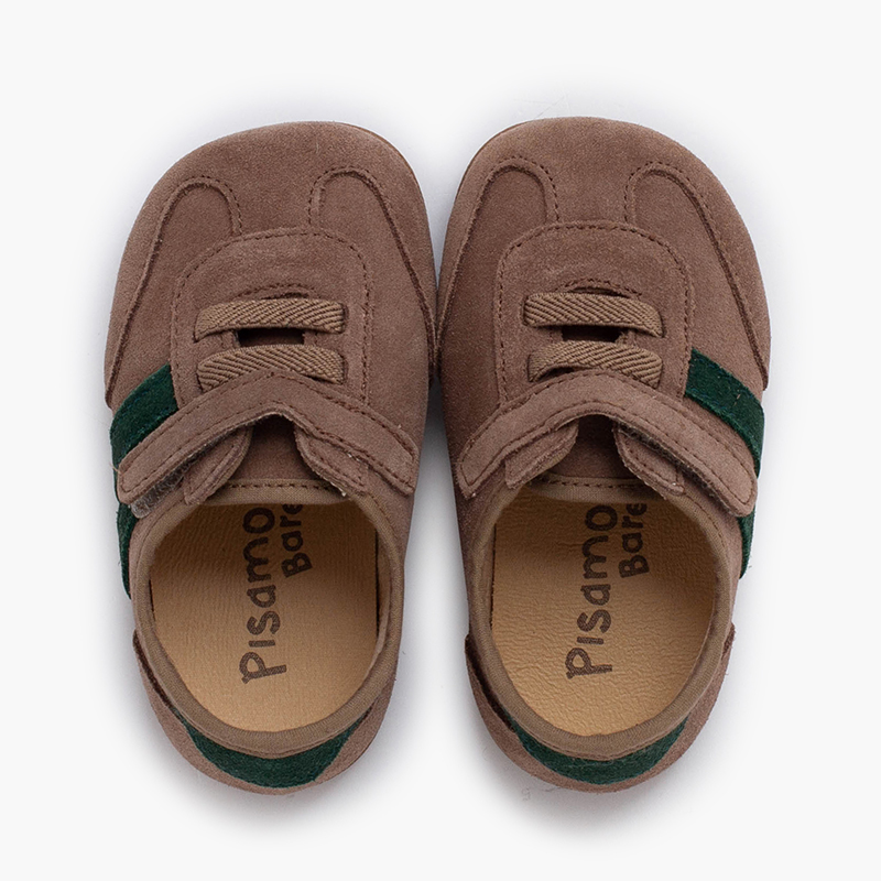 Barefoot-Sneaker seitlichen Streifen Klettverschluss Mausgrau