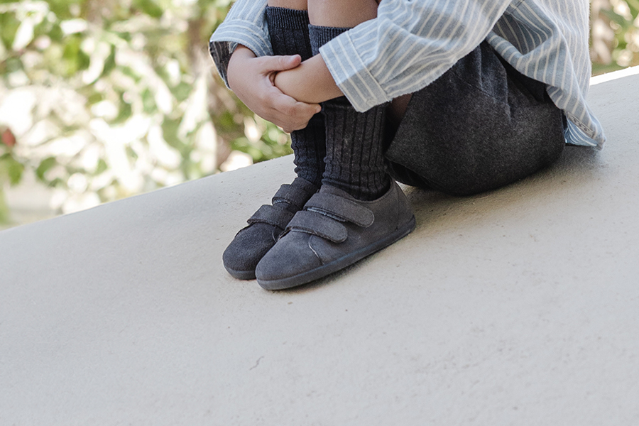 Barefoot-Sneaker Veloursleder doppeltem Klettverschluss