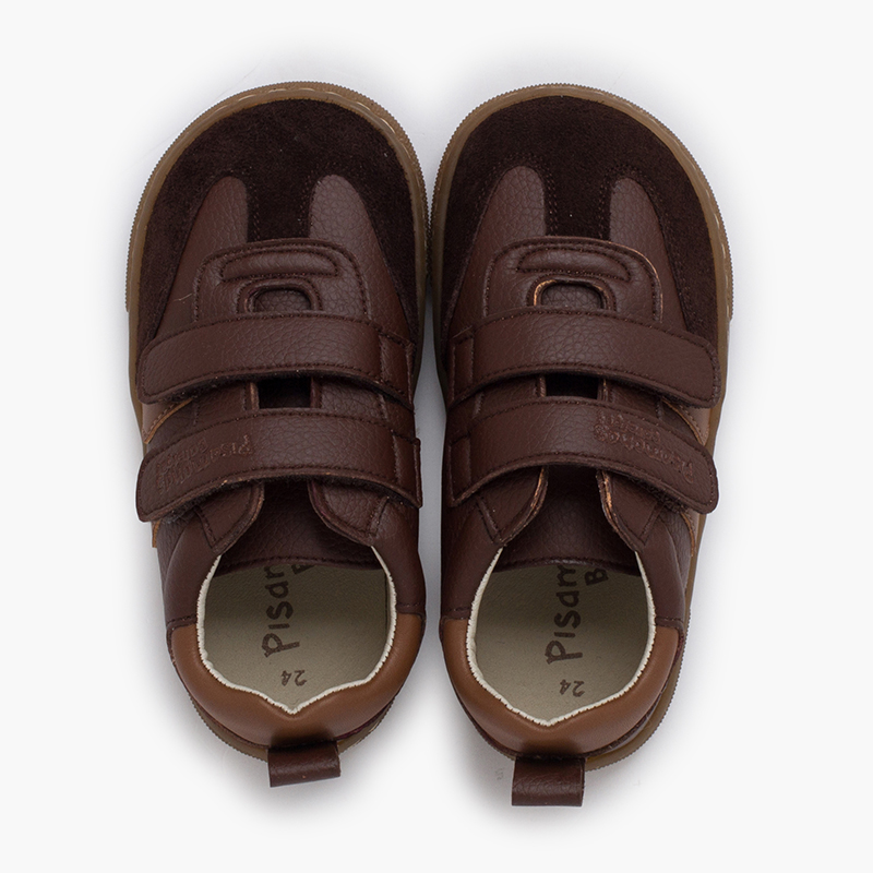 Barfuß Kindersneaker Seitenstreifen Braun