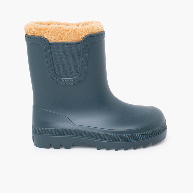 Barefoot Wide Chelsea-Regenstiefel Lammfellfutter gris petróleo