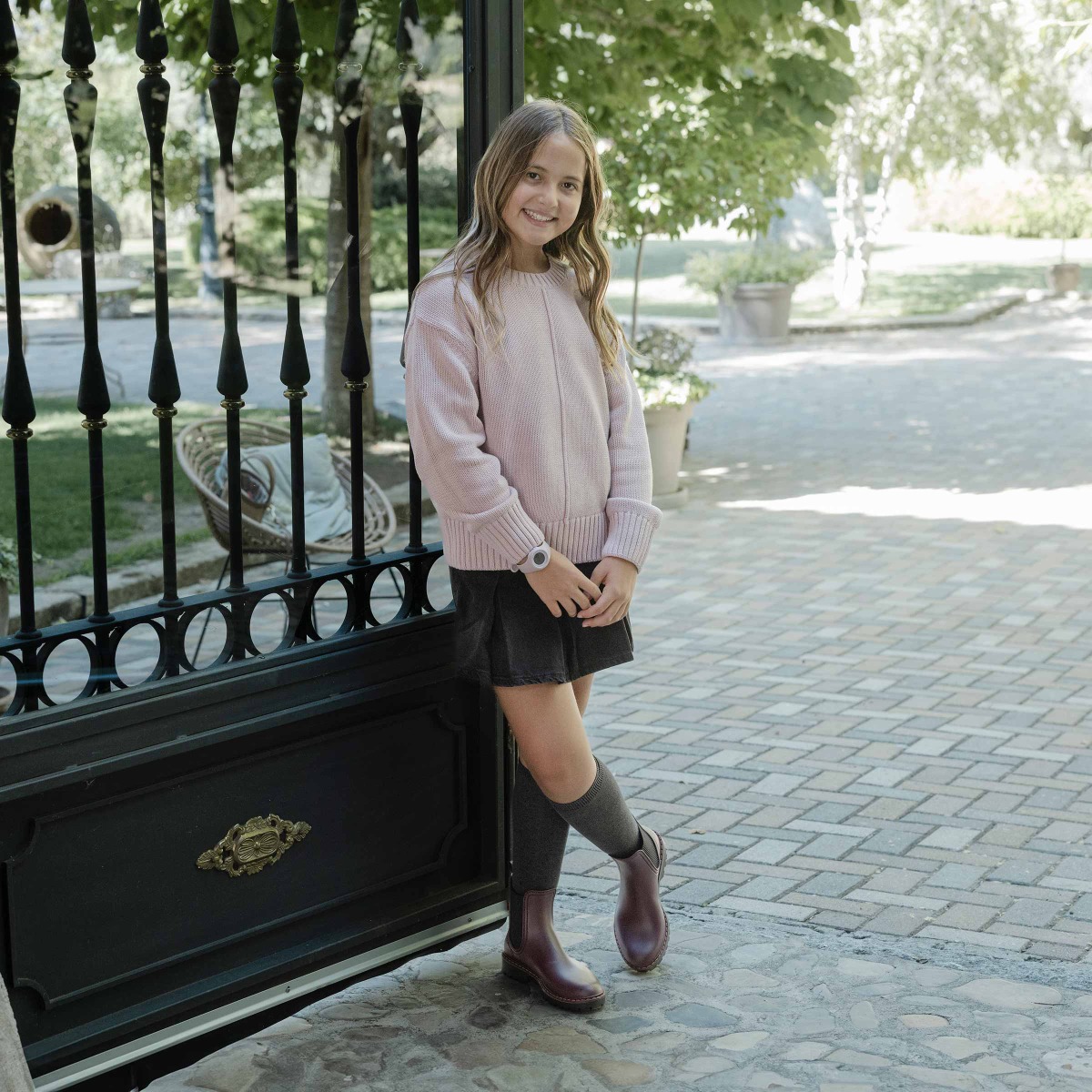 Damen-Gummistiefeletten Track-Sohle tri Bordeaux