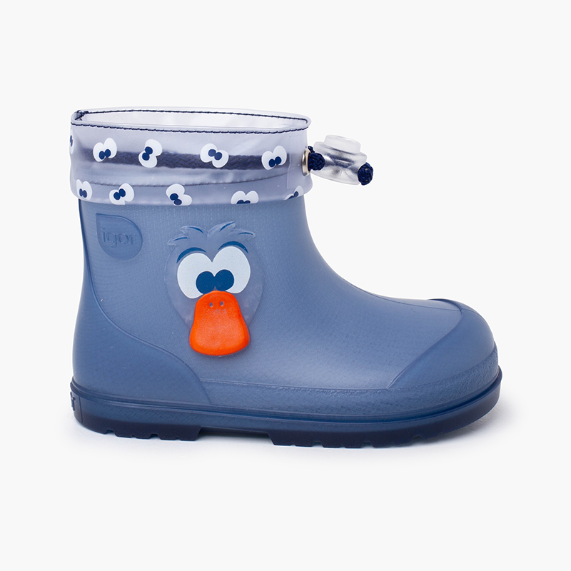 Verstellbare Barfuß-Regenstiefeletten Ente Blau