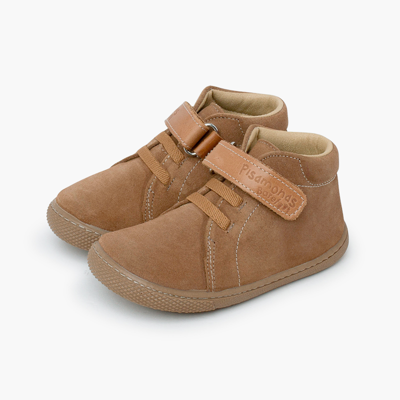 Barefoot-Stiefel Veloursleder Lederriemen und Schnürsenkeln Erde