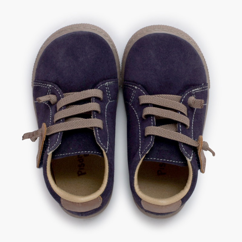 Sneakers Veloursleder barefoot elastische Schnürsenkel Jeansblau