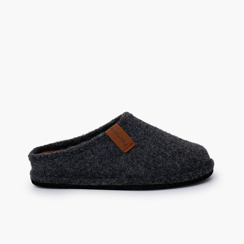 Kinder-Hausschuhe Filz großen Größen Grau