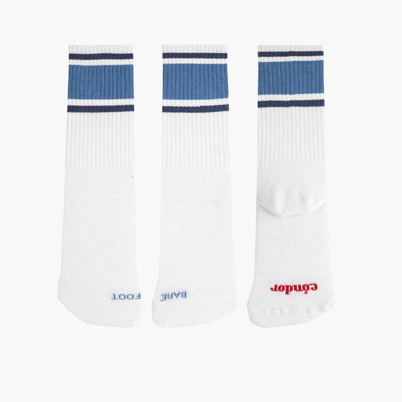 Barefoot Sport gestreifte Frotteesocken Französisch Blau