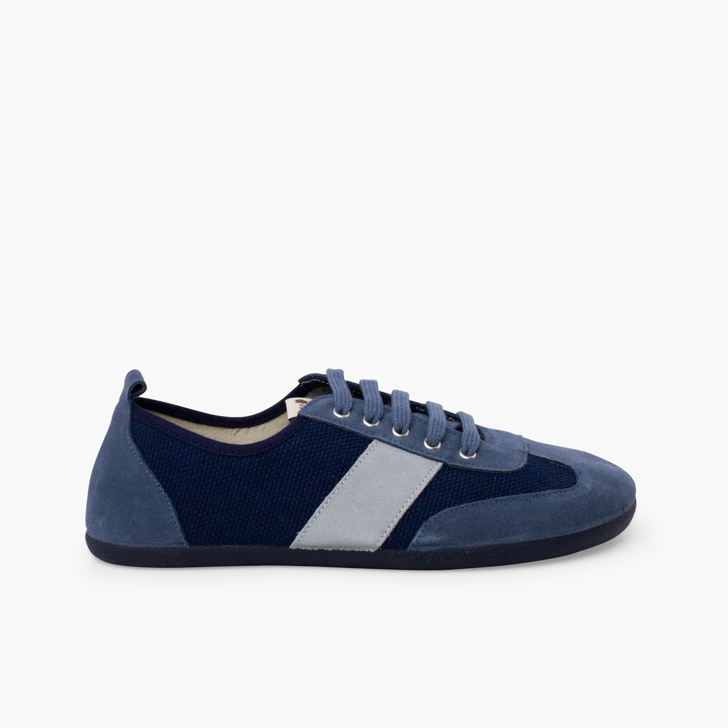 Barfuß-Sneaker Canvas und Wildleder große Größen Blau