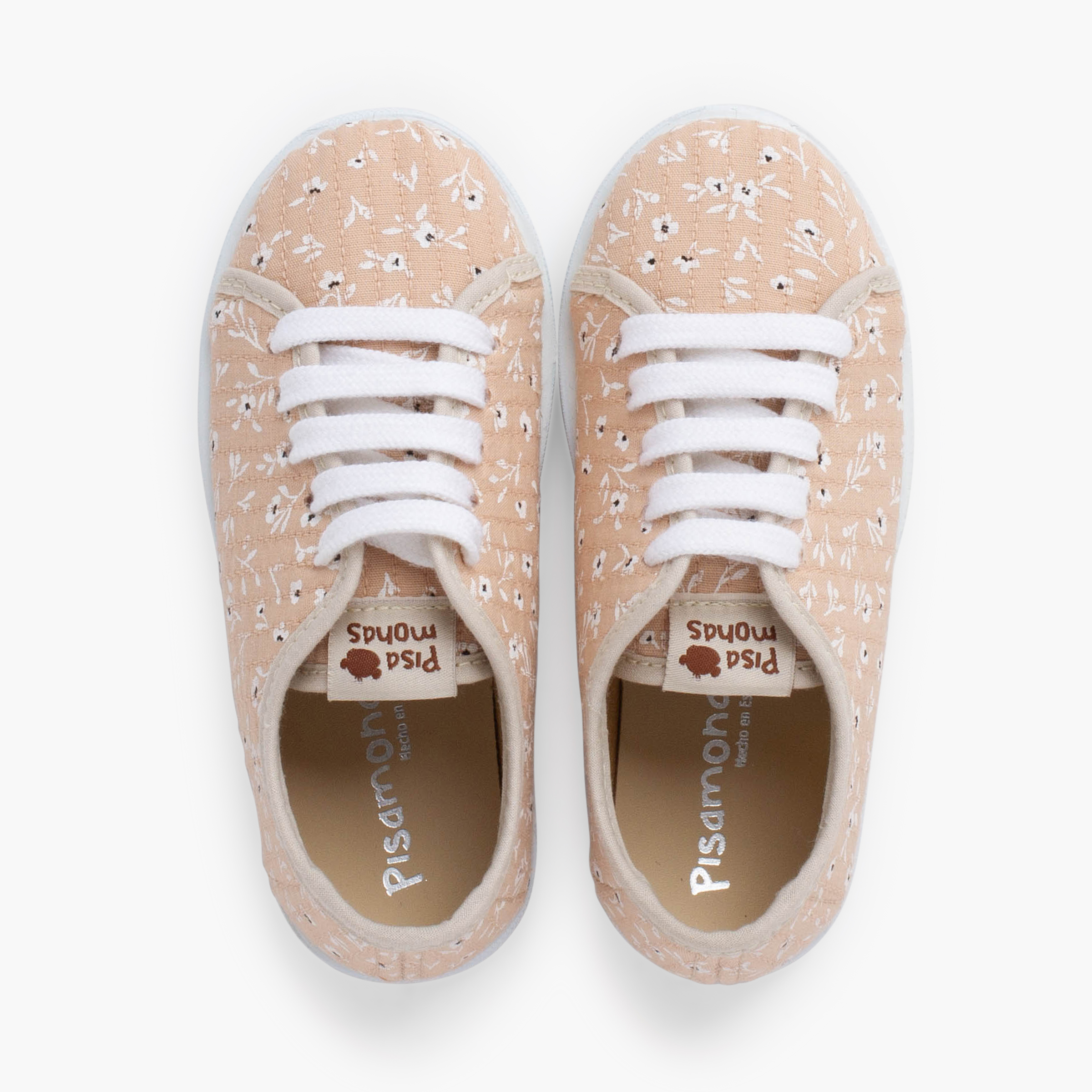 Sneaker Schnürsenkeln Mädchen Blumen Beige