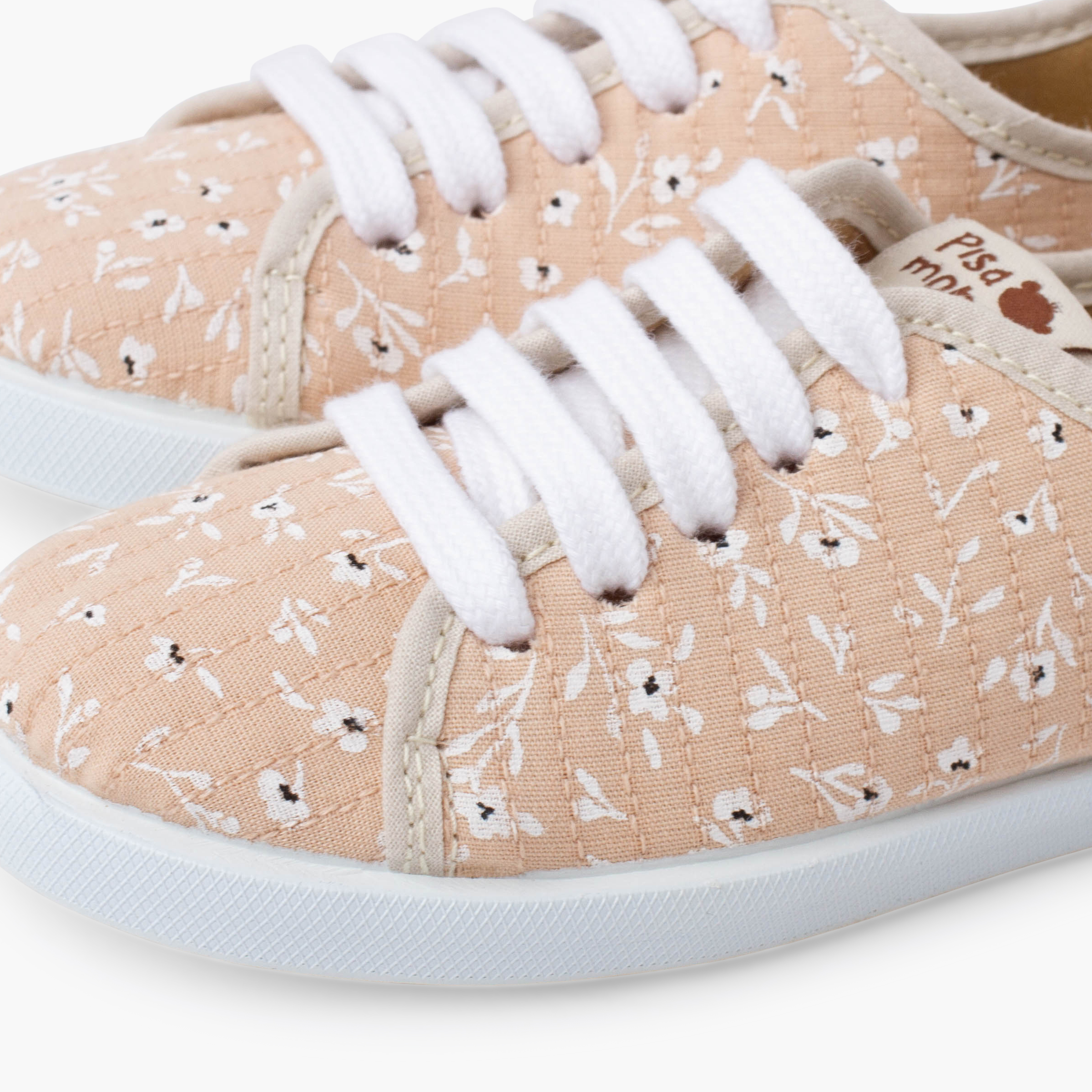 Sneaker Schnürsenkeln Mädchen Blumen Beige