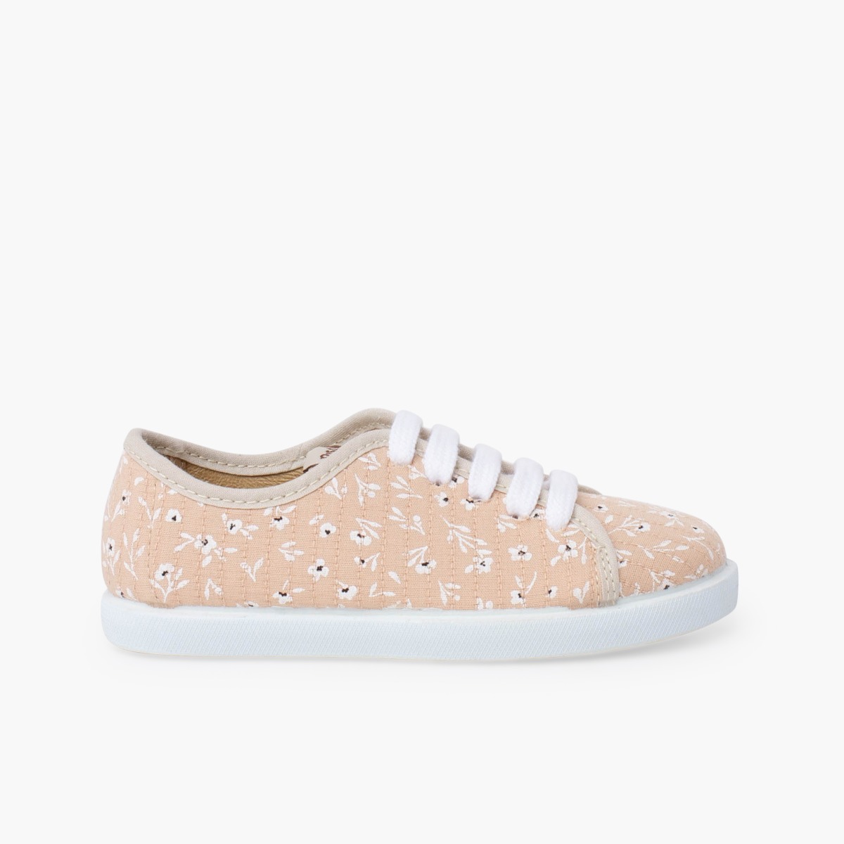 Sneaker Schnürsenkeln Mädchen Blumen Beige