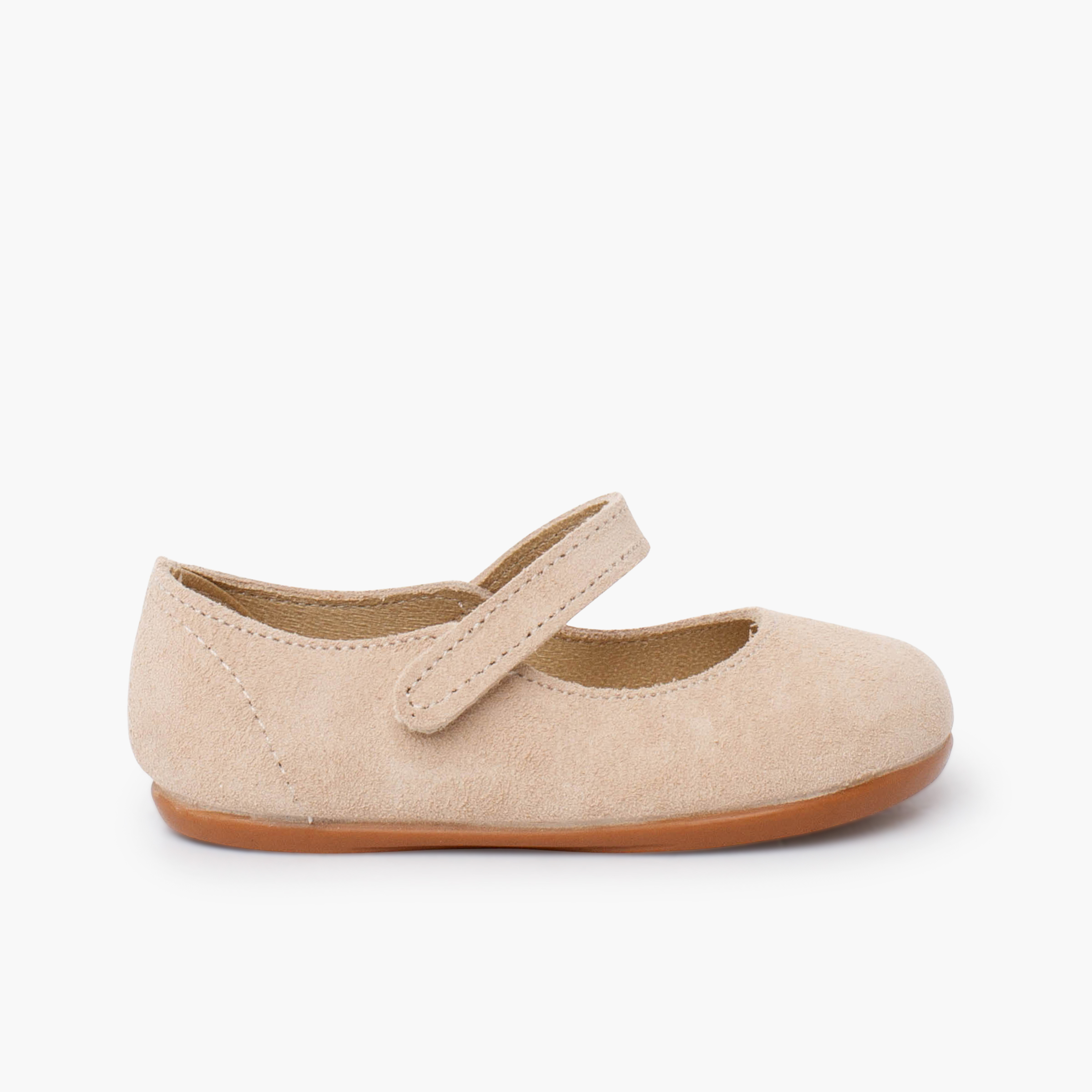 Barfuß Mary Janes Wildleder Mädchen erste Schritte Beige