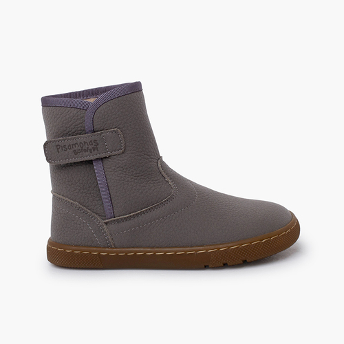 Barfußstiefel Leder mit schafsfellähnlichem Futter elefante