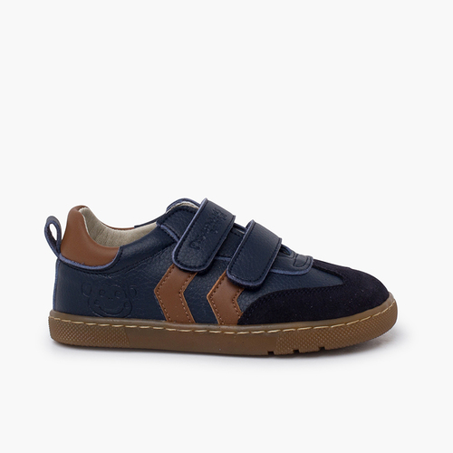 Barfuß Kindersneaker Seitenstreifen Marineblau