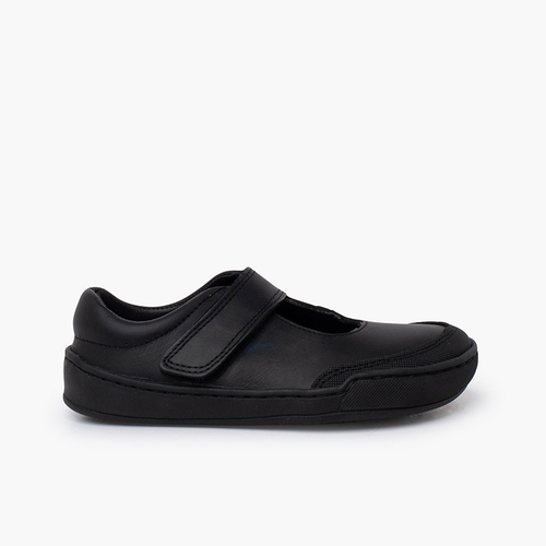 Barfuß-Lederschuhe Mary-Jane-Stil Mädchen Schwarz
