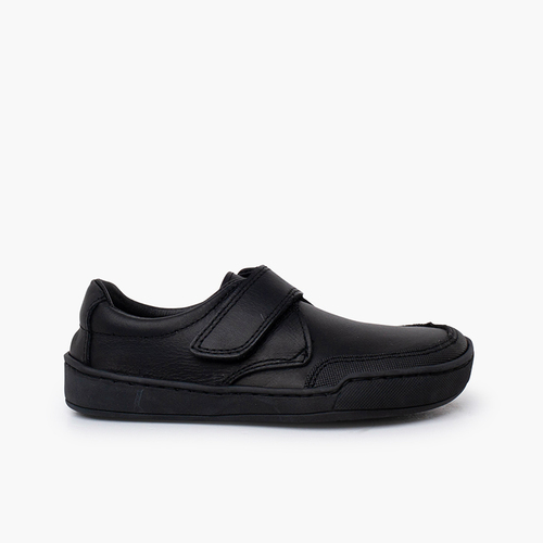 Barfuß-Schulschuhe Leder Jungen Schwarz