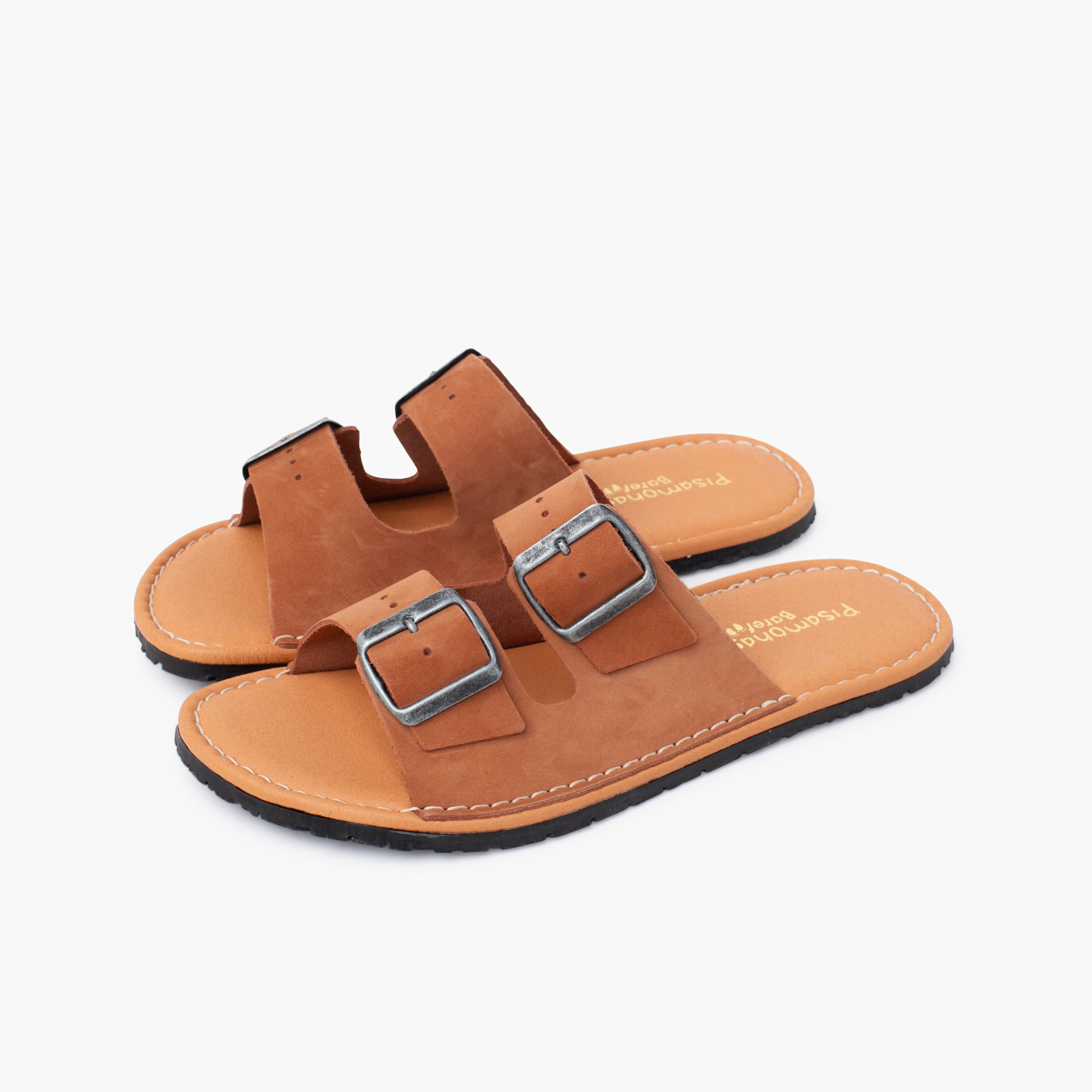 Barefoot-Sandalen Doppelschnalle Nubukleder Terrakotta