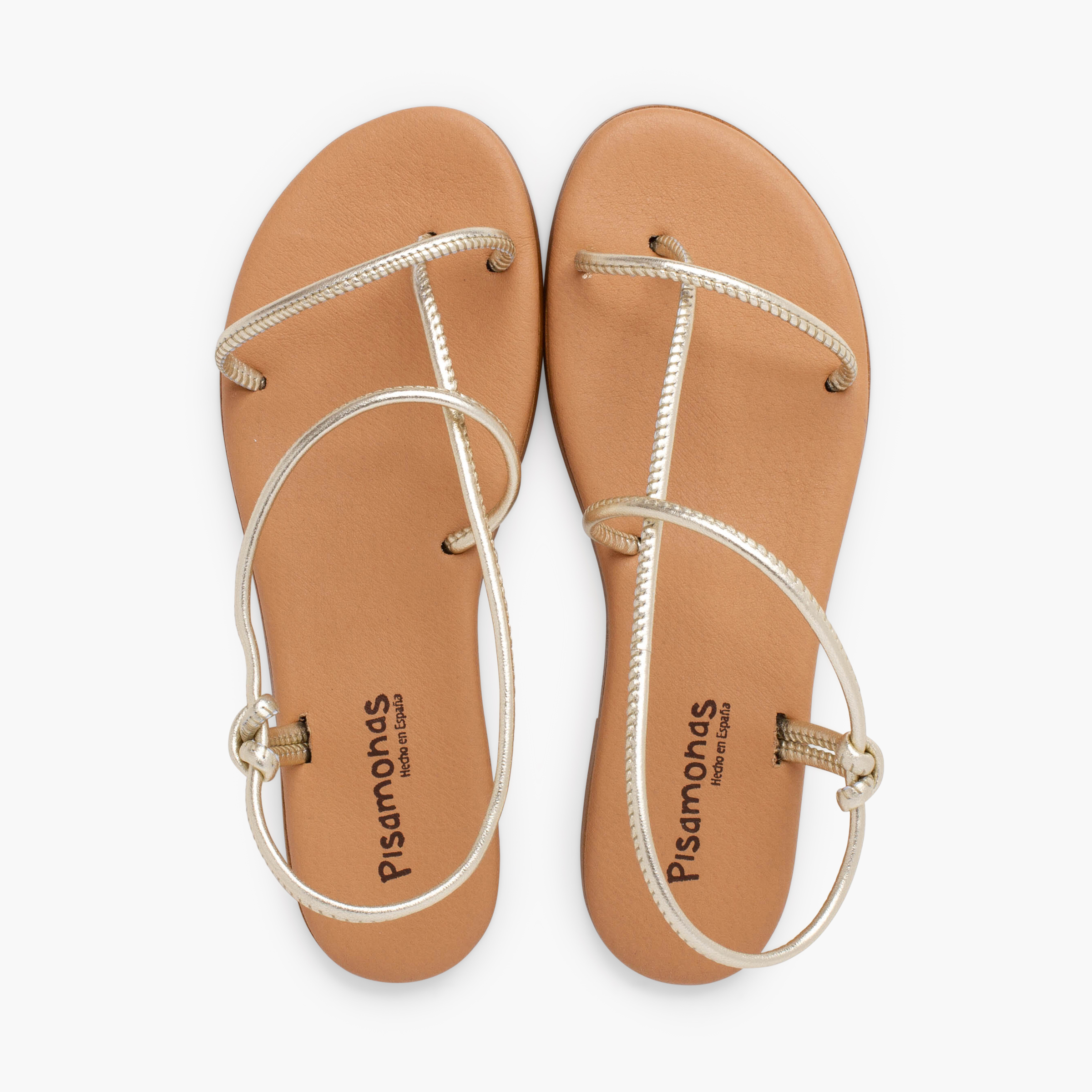 Sandalen tubulären Riemen gepolsterter Innensohle Champagner