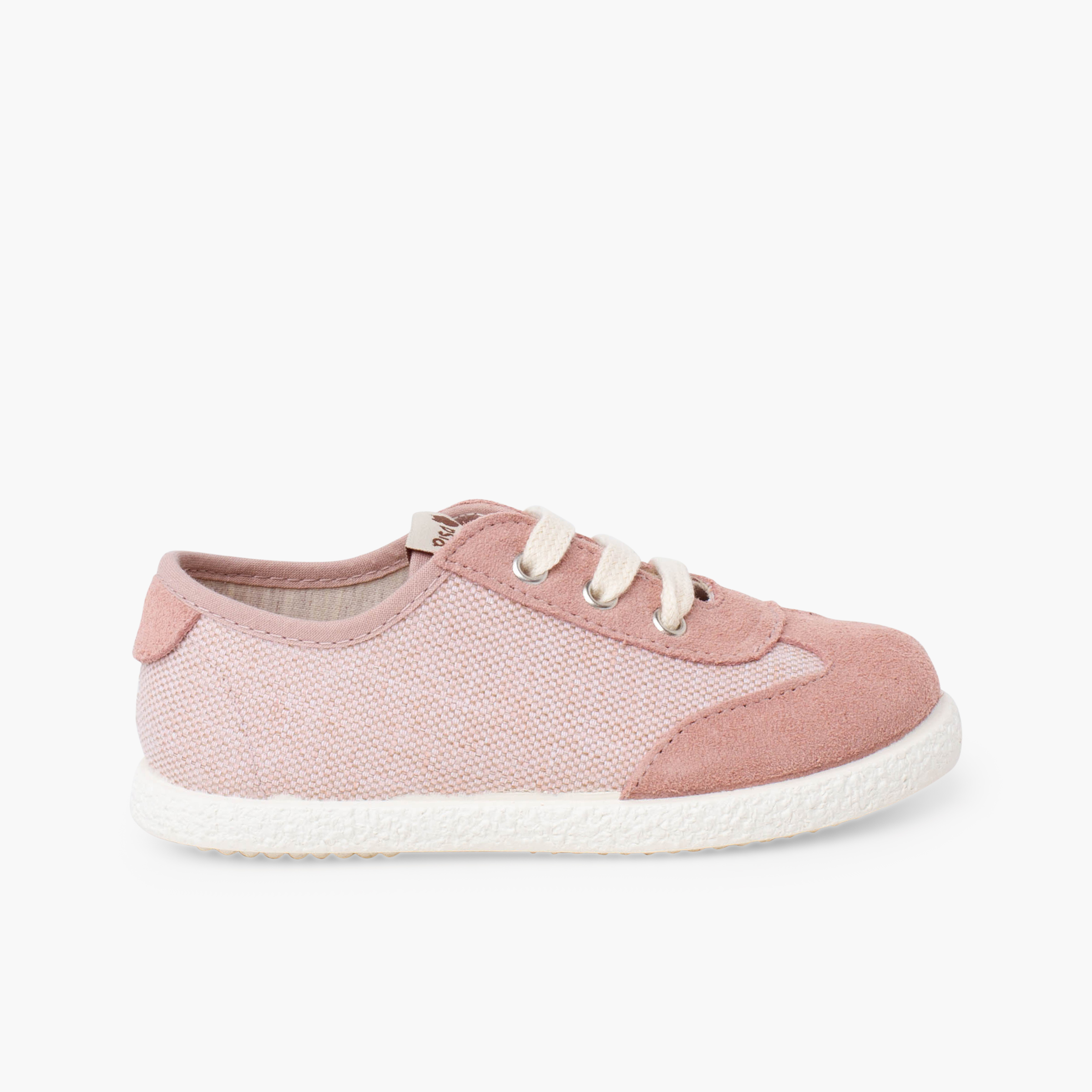 Wildleder-Mix Sneaker mit Schnürung Rosa