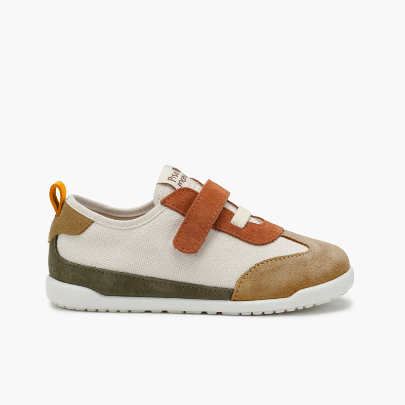 Barfuß-Sneaker Elastikschnürsenkeln und Klettverschluss combi