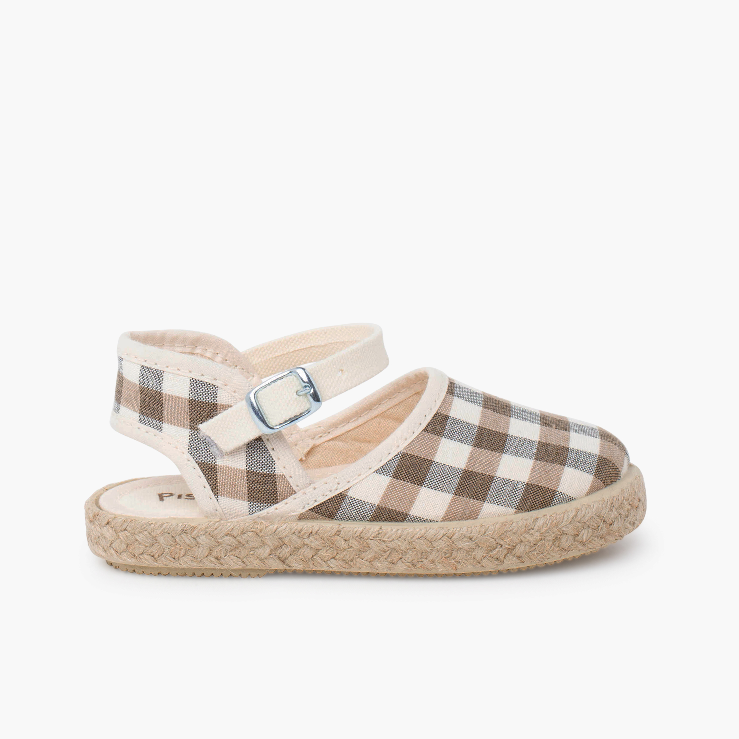 Girls' gingham espadrilles buckle strap Erde