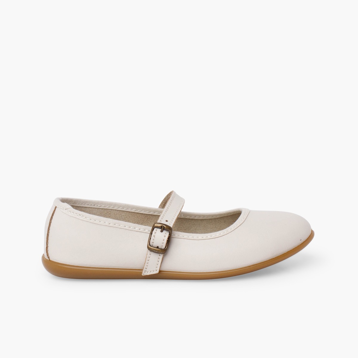 Mary-Janes aus waschbarem Leder für festliche Anlässe Beige