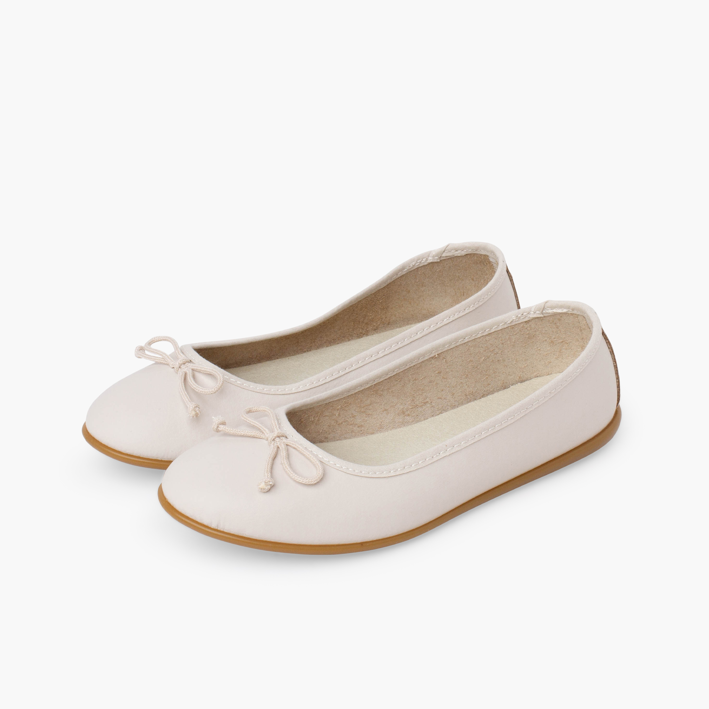 Ballerinas festliche Anlässe waschbarem Leder mit Schleife Beige
