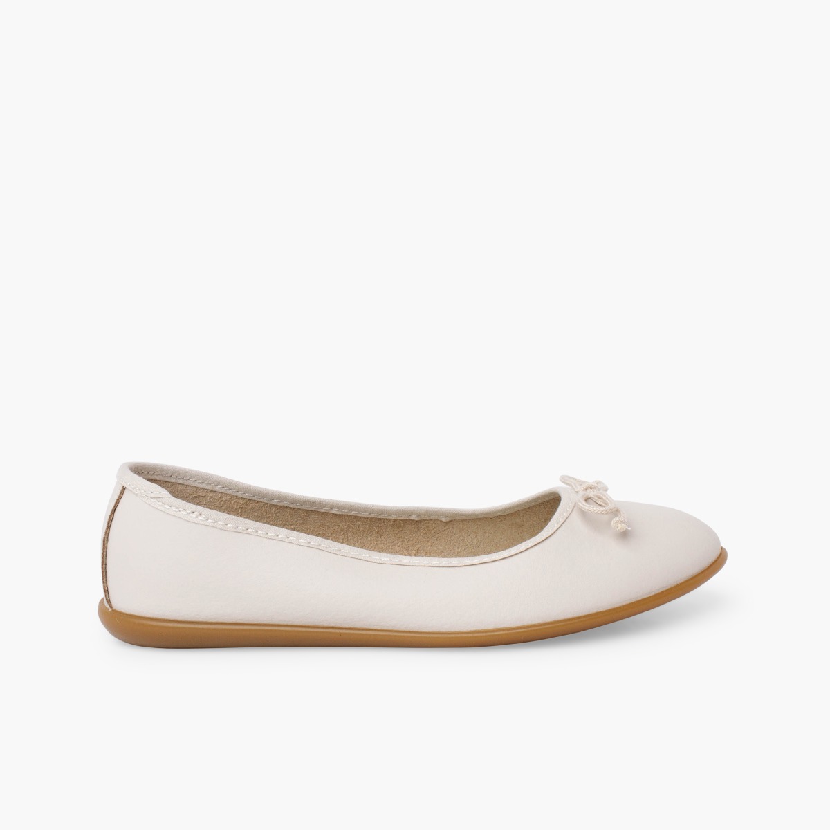 Ballerinas festliche Anlässe waschbarem Leder mit Schleife Beige
