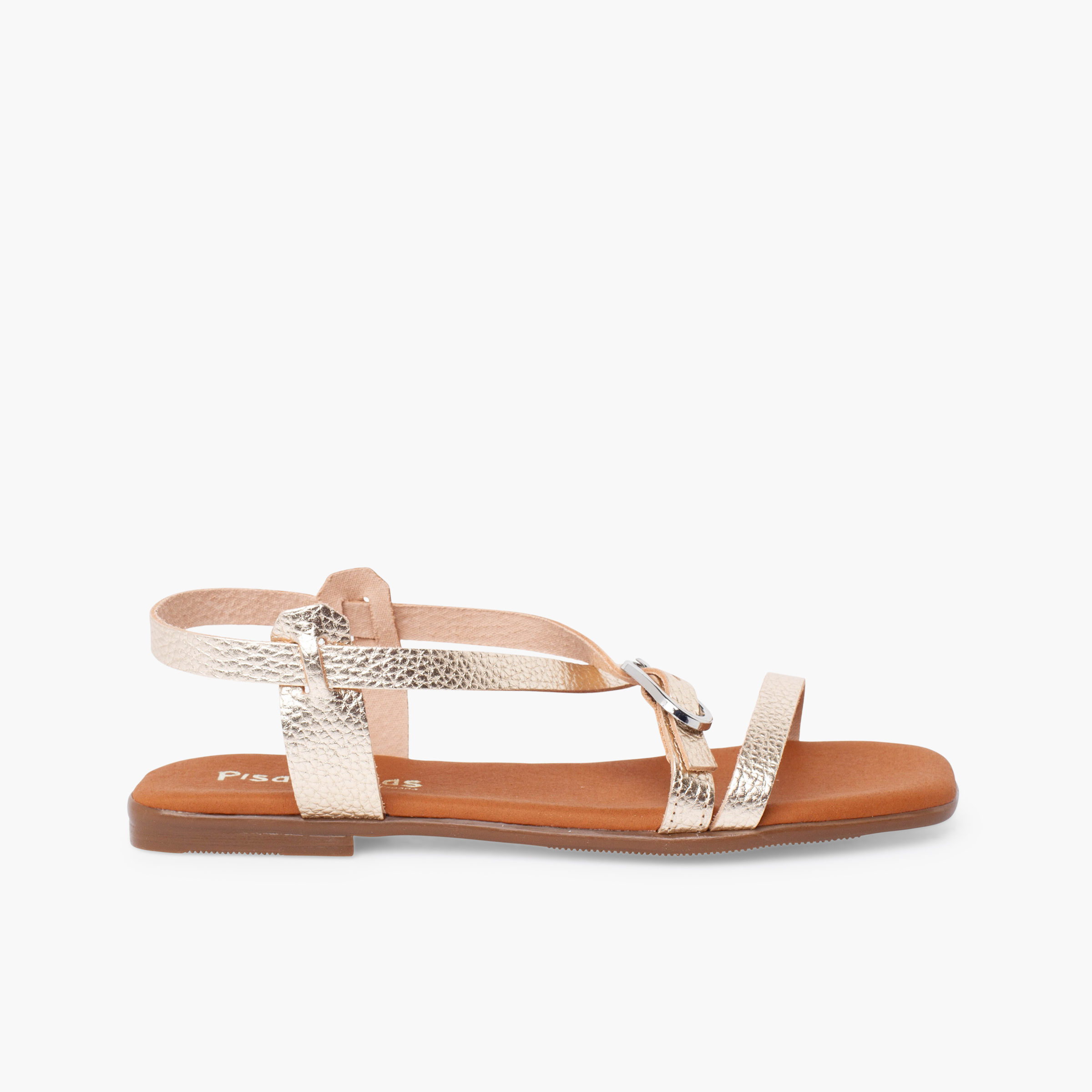 Riemensandalen ovaler Schnalle Champagner