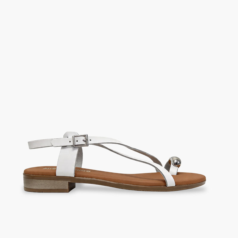 Sandalen Schnalle Mädchen und Damen Zehenring Weiß