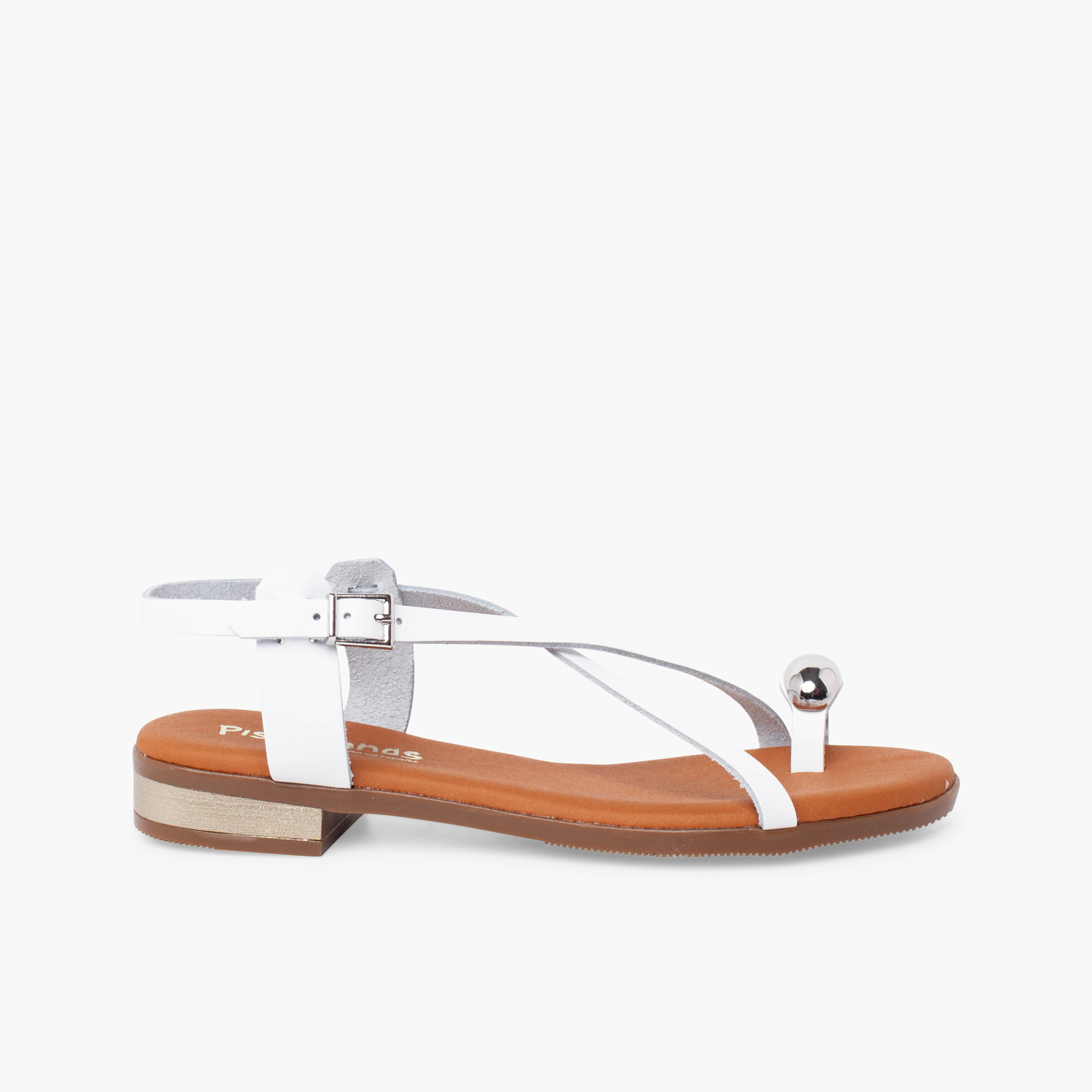 Sandalen Schnalle Mädchen und Damen Zehenring Weiß