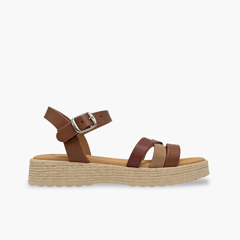 Mädchen-Sandalen Riemen Schnalle und geflochtener Sohle Leder