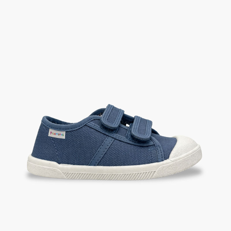 Barefoot-Sneaker Canvas Klettverschlüssen Jeansblau